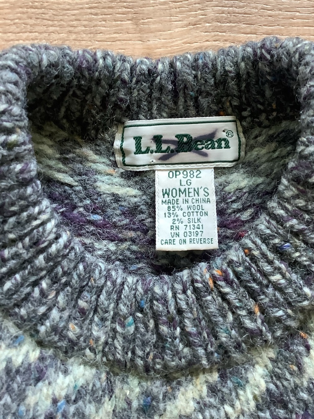 L.L. Bean Vintage Wool Silk Fair Isle Cable Knit Sweater Large - Picture 7 of 8